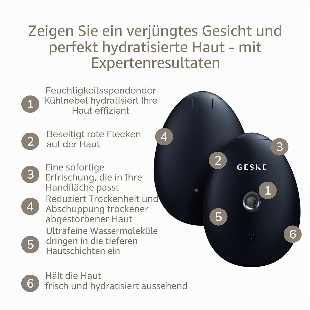 GESKE | SmartAppGuided™ Facial Hydration Refresher | 4 in 1 | Wasserzerstäuber | Gesichtsdampfer | W