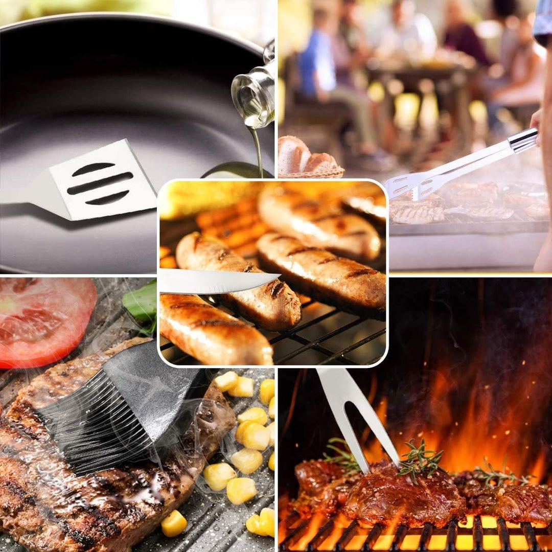 Amalan eu GrillbesteckSet 9 teilig +BBQ Grillhandschuhe Ofenhandschuhe Hitzebeständige bis zu 800 °