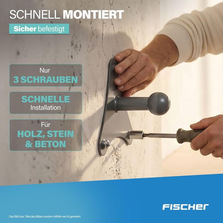FISCHER Wandhalterung für Kupplungsfahrradträger, Fahrrad-Auto-Zubehör, 50kg belastbar, Silber