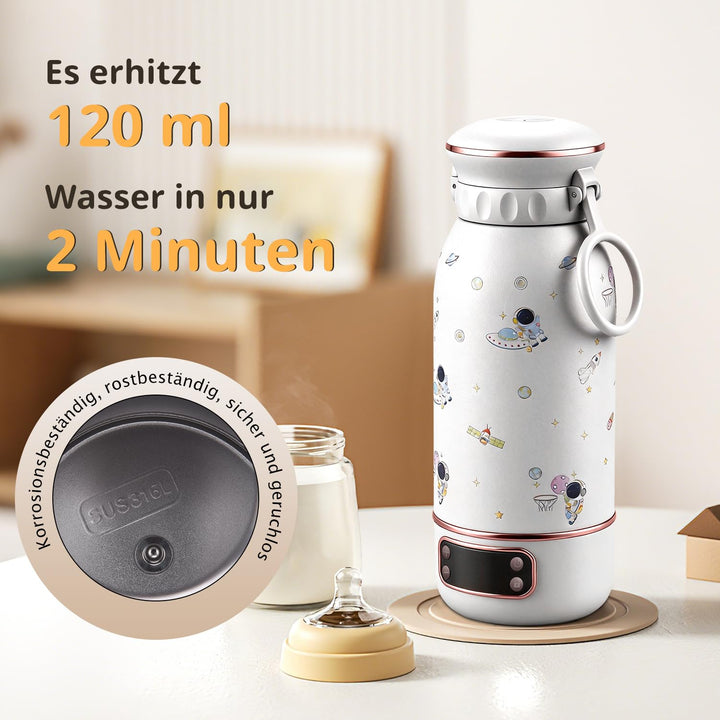 Tragbarer Flaschenwärmer Baby Unterwegs, 500ml, 10 Min Aufheizzeit, Lang anhaltende Wärmespeicherung