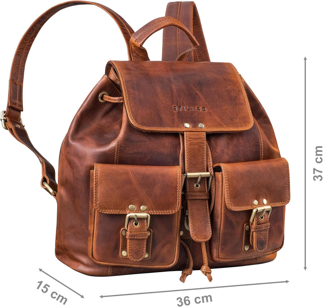 STILORD 'Larissa' Grosser Echt Leder Rucksack im Vintage Look - Stilsicher Unterwegs Sein Sesto - Co