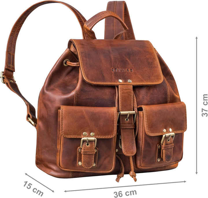 STILORD 'Larissa' Grosser Echt Leder Rucksack im Vintage Look - Stilsicher Unterwegs Sein Sesto - Co