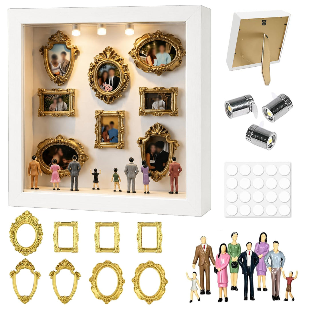 Idota DIY Mini Museum Silhouetten Box mit LED Vintage Bilderrahmen