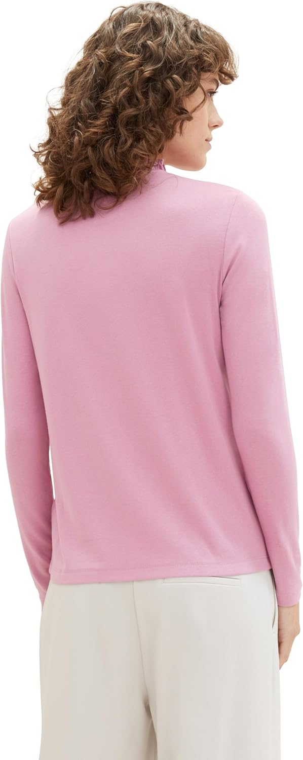 TOM TAILOR Damen Basic Langarmshirt mit Stehkragen XL 33950 - Dusty Vanda, XL 33950 - Dusty Vanda