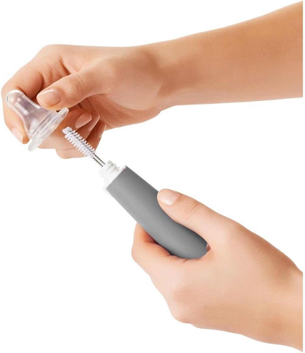 OXO Tot Reinigungsset für Flaschen und Tassen, Grau Reinigungs- und Trocknungsset Grau, Reinigungs-
