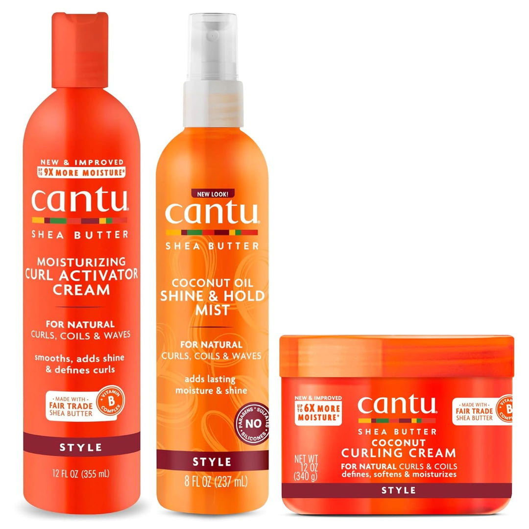 Cantu Moisturizing Curl Activator Creme 355 ml, Cocount Oil Shine & Hold Mist 237 ml mit Coconut Cur
