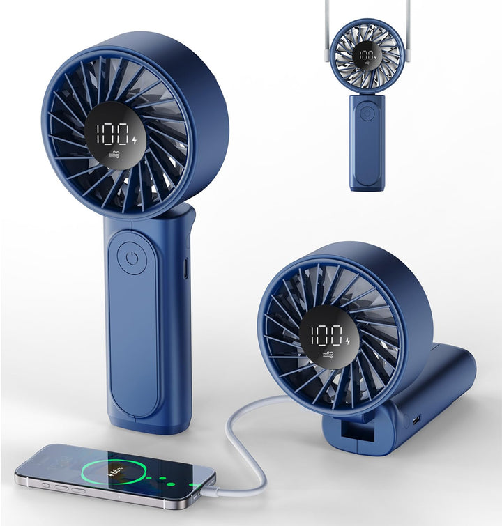 Peiyuu Handventilator, Tragbarer Mini Ventilator mit 4000 mAh, LED-Display Handventilator mit 6 Gesc