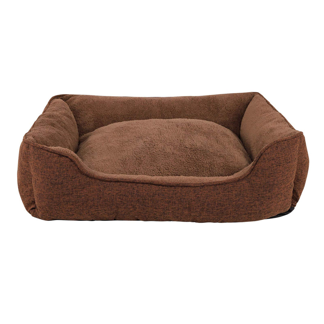 lionto Hundebett meliert Hundekissen Hundekörbchen Bezug abnehmbar, (S) 75x60 cm braun L 75 x B 60 x