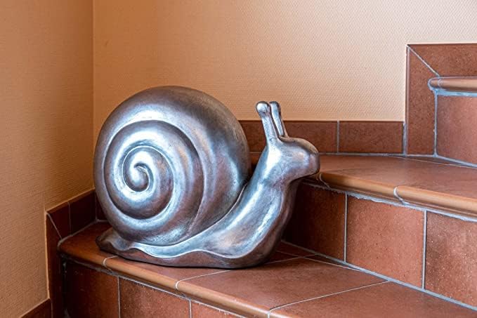 IDYL Moderne Skulptur Figur Sandsteinguss Schnecke |silberfb. | 51x30x36 cm | Dekorationsfigur für j