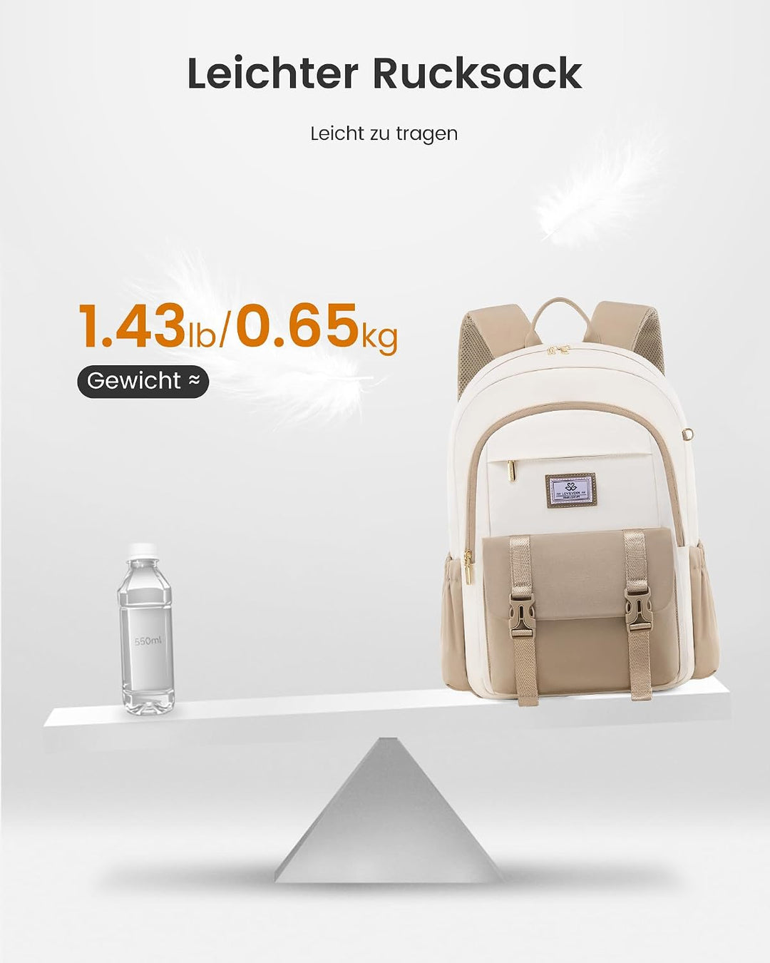 LOVEVOOK Rucksack Damen, Laptop Schulrucksack Teenager Mädchen | Wasserdicht Backpack Schultasche, G