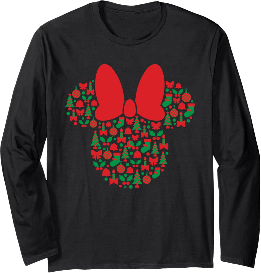 Disney Minnie Mouse Icon Red and Green Holiday Langarmshirt