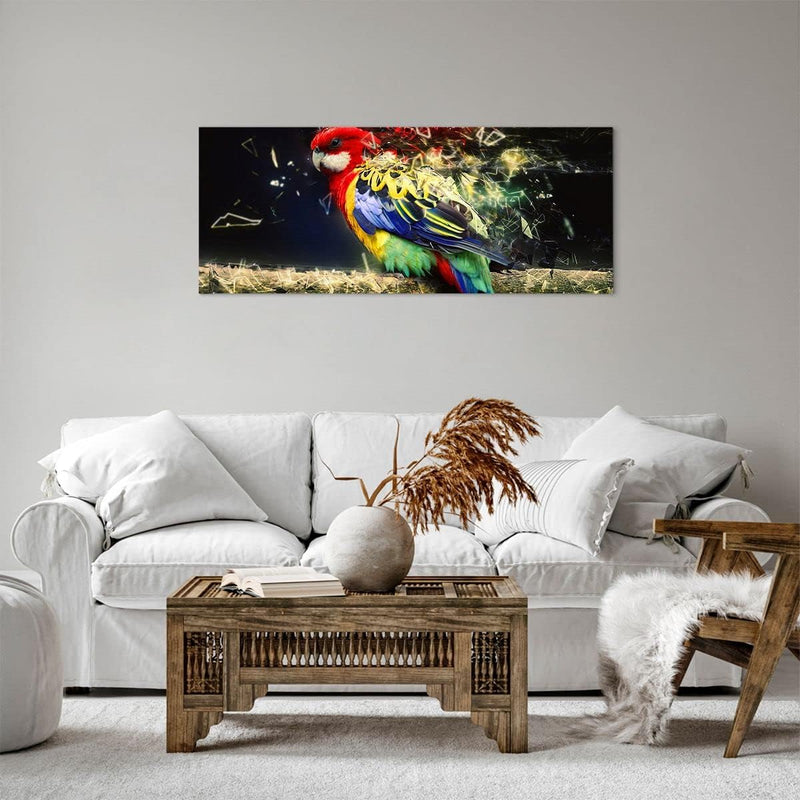 Panorama Bilder auf Leinwand 100x40cm Leinwandbild Papagei Vogel Feder Gross Wanddeko Bild Schlafzim