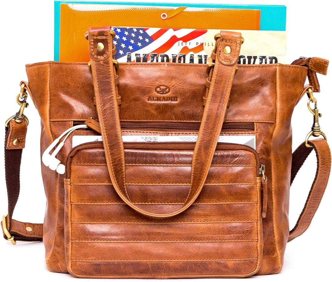 ALMADIH Premium Leder Damentasche Schultertasche KYLA - Ledertasche Handtasche Umhängetasche Henkelt