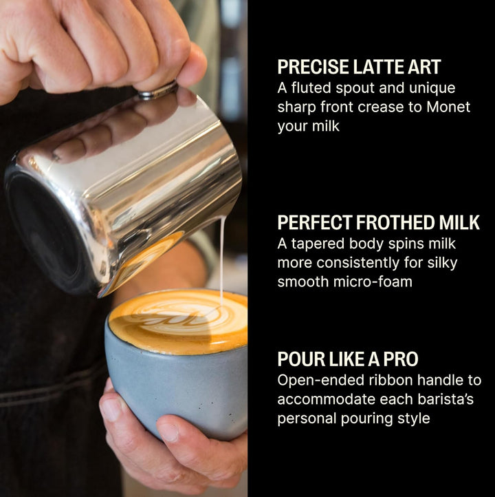 Fellow Eddy Dampfkrug für Milchaufschäumung und Präzisions-Lattekunst, Messhilfen, geriffelter Ausgu