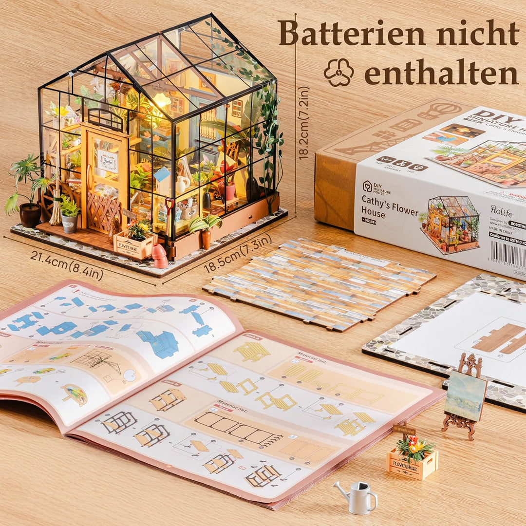 Rolife DIY Miniature House Miniatur Haus Bausatz Selber Bauen mit LED Licht Deko 3D Holzpuzzle Model