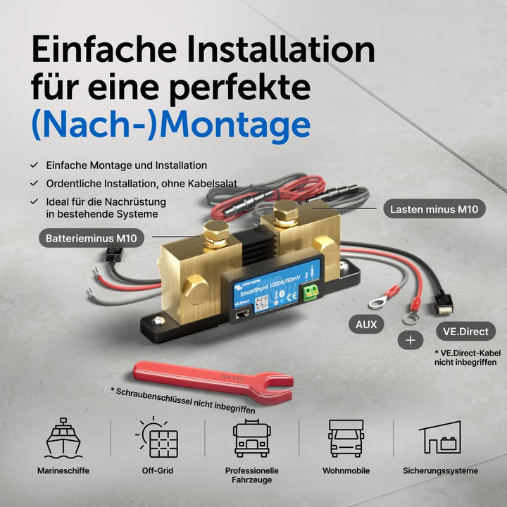 Victron Energy SmartShunt 1000 Amp Batteriewächter (Bluetooth) 1000A, 1000A