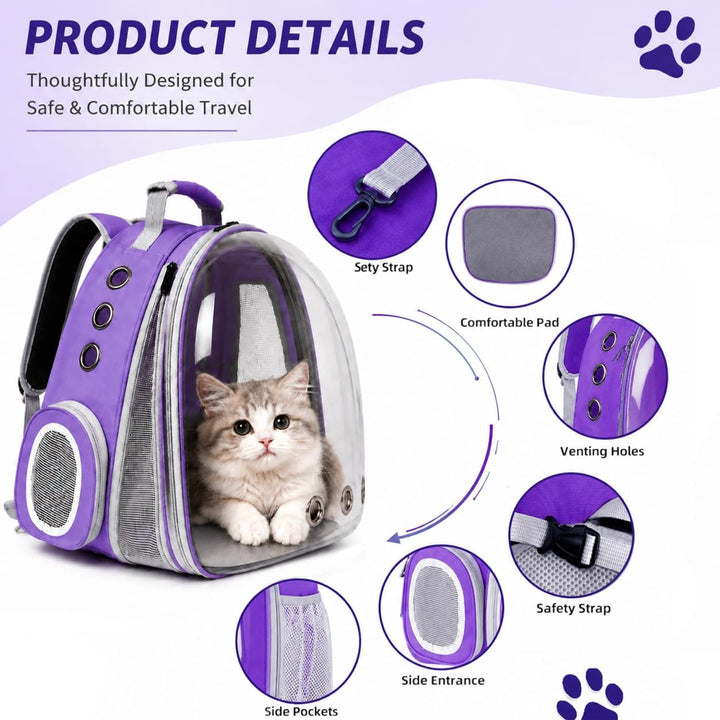 Erweiterbar Katzenrucksack Hunderucksack, Vorderrucksack für Katzen und Kleine Hunde, mit transparen