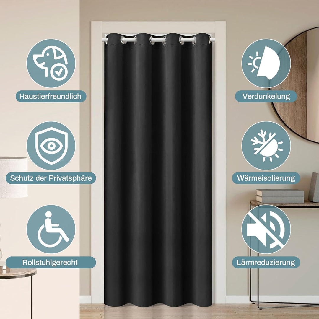 Lapalife Türvorhang Blickdicht Thermo Gardinen Vorhang mit Ösen für Fenster und Tür H203xB86cm Therm