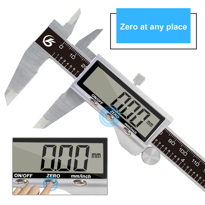 KETOTEK Digitaler Messschieber aus Edelstahl 150 mm/6 Zoll Messwerkzeug LCD-Display Messschieber mit
