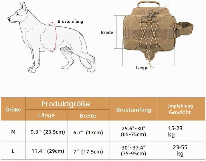 EXCELLENT ELITE SPANKER Dog Pack Hound Hundesatteltasche Rucksack für Reisen Camping Wandern mittler
