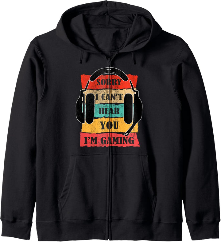 Vintage Retro Sorry I cant hear you I am gaming Computer Kapuzenjacke
