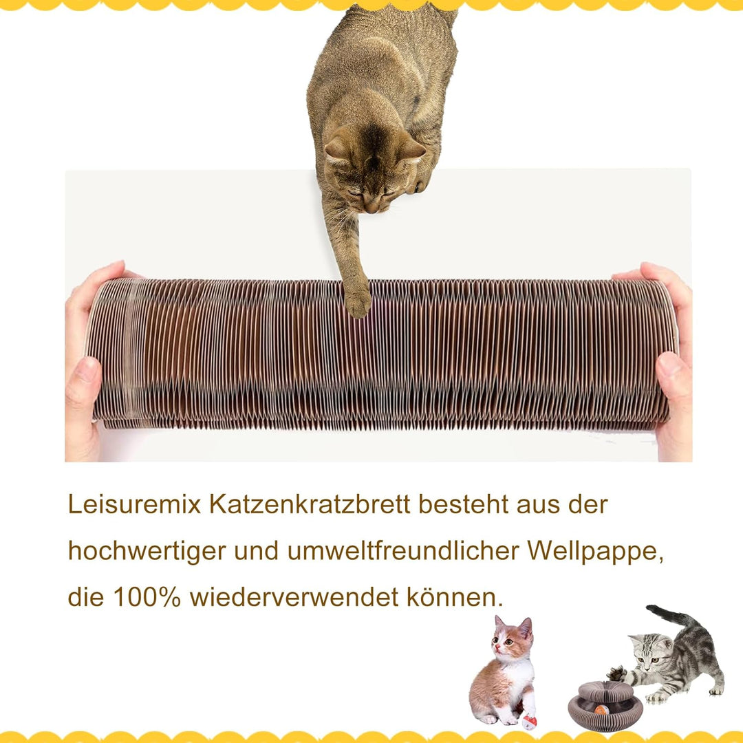 Katzen Kratzbrett, Katzenspielzeug Pappe mit Glockenball, 21cm lang Magic Organ Cat Scratching Board