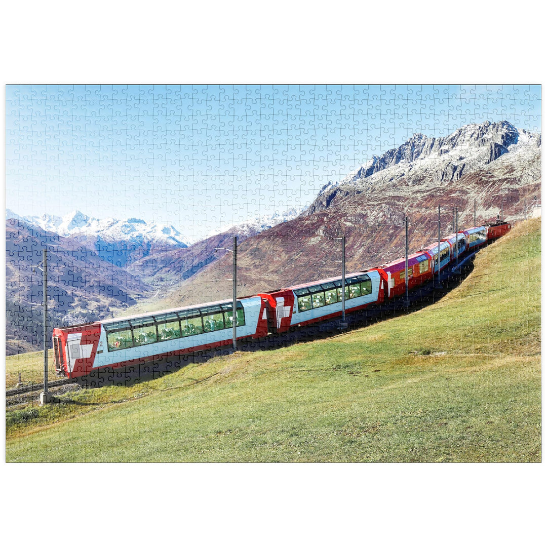 Panorama Zug in Andermatt, Uri, Schweiz - Premium 1000 Teile Puzzle - MyPuzzle Sonderkollektion von