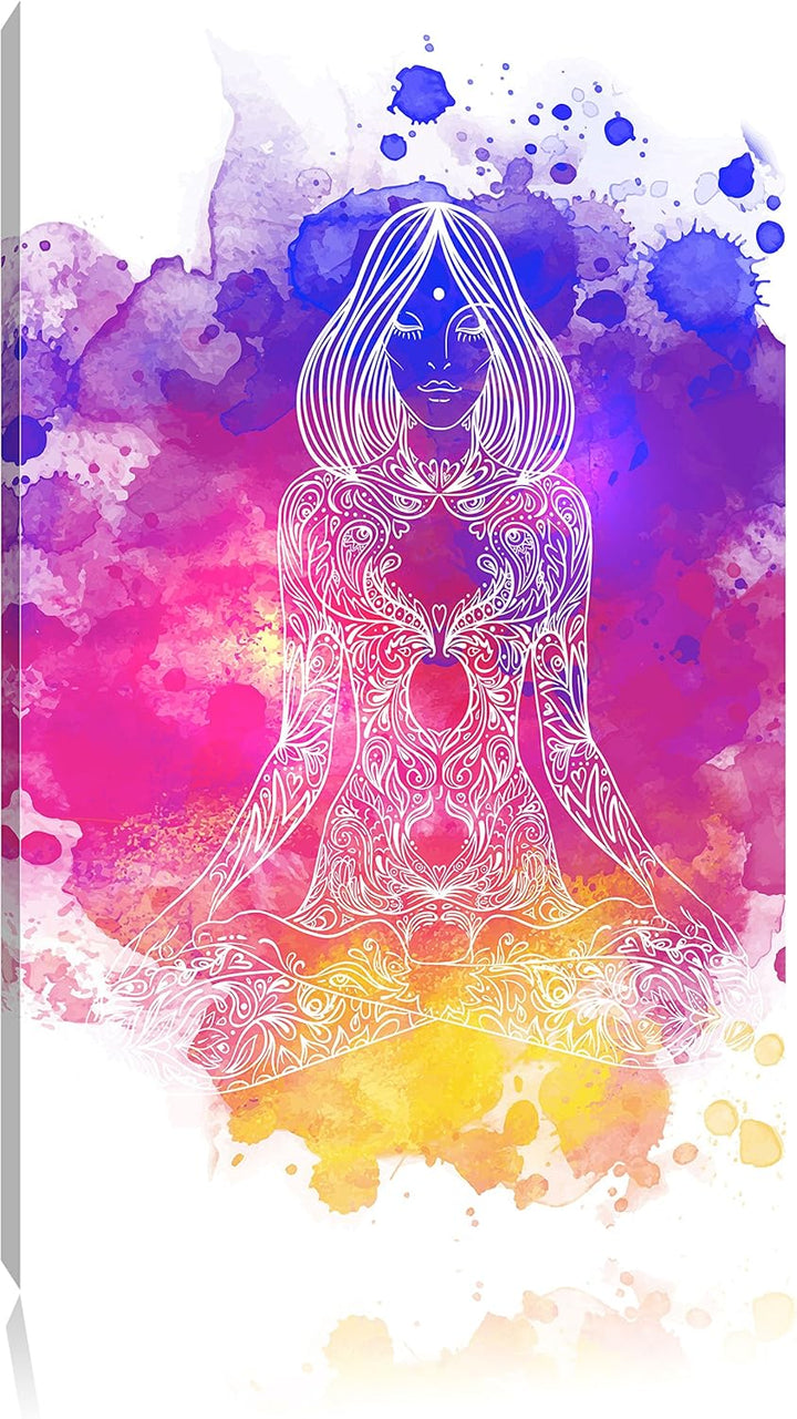 Lotoshaltung Yoga, Format: 100x70 auf Leinwand, XXL riesige Bilder fertig gerahmt mit Keilrahmen, Ku