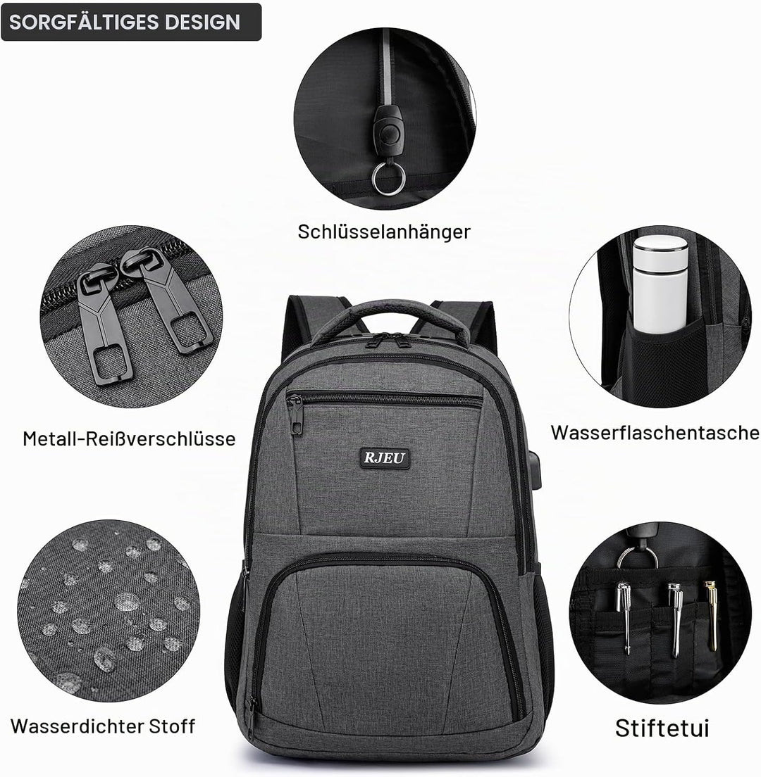 Rucksack Herren für Schule Laptop Rucksack 15,6 Zoll, Schulrucksack Jungen Teenager Wasserdichte mit