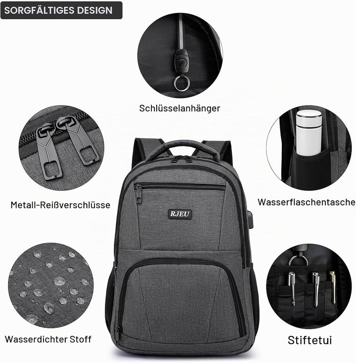 Rucksack Herren für Schule Laptop Rucksack 15,6 Zoll, Schulrucksack Jungen Teenager Wasserdichte mit