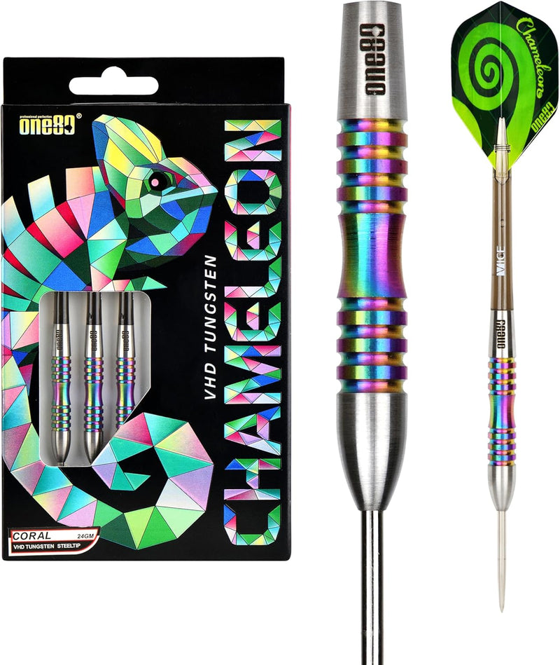 ONE80 Steel Darts Chameleon VHD Steeltip Dart – Hochwertige Steeldarts mit Präzisionsgriff und Chame