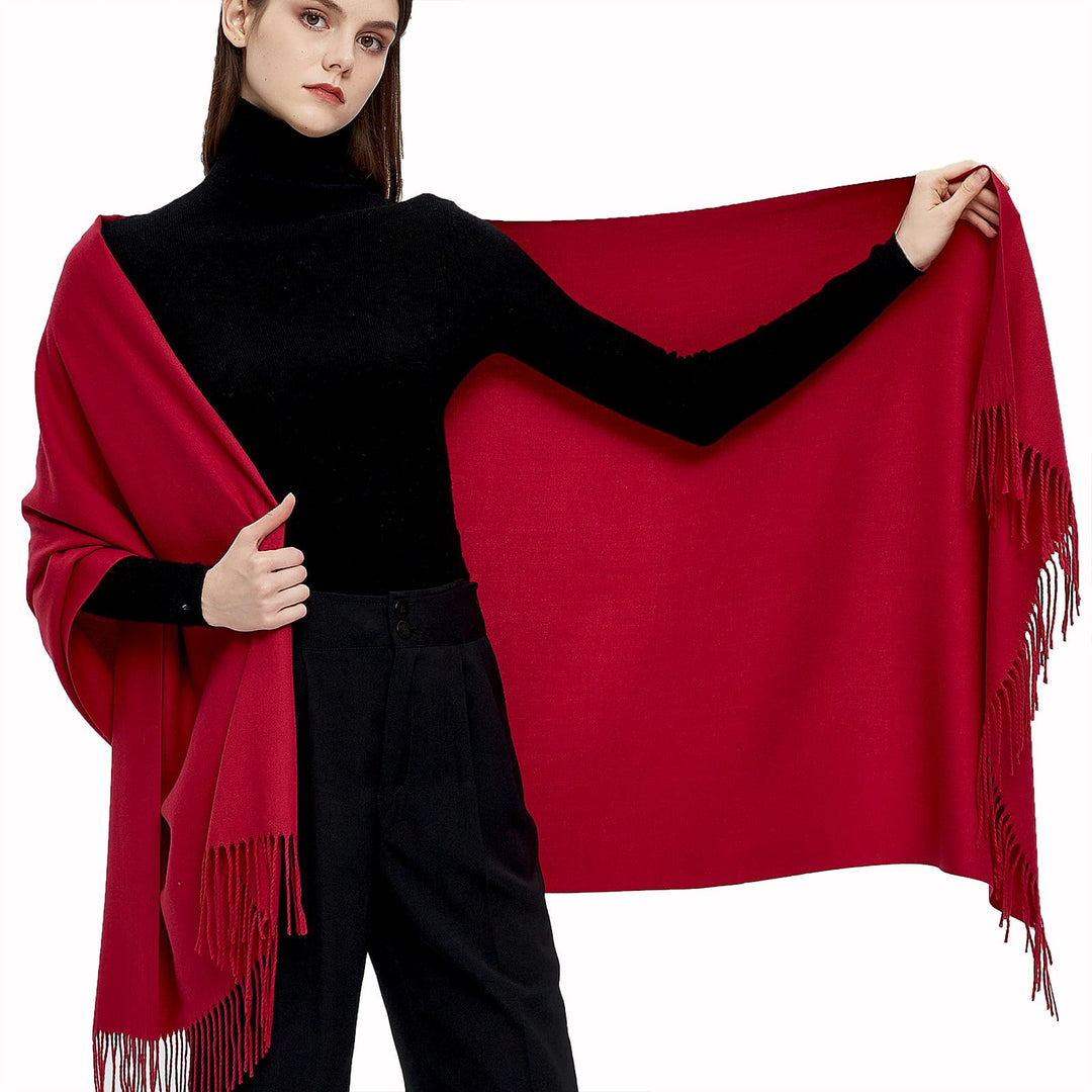 Pashmina Schals und Wraps Schals für Damen Hochzeit Party Winter Warme Lange Solid Color Maroon, Mar