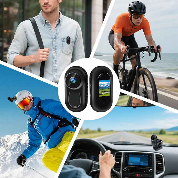 TANGMI Mini Kamera Action, Magnetische Halterung Mini Action Cam Bodycam, Integrierter Bildschirm Ac