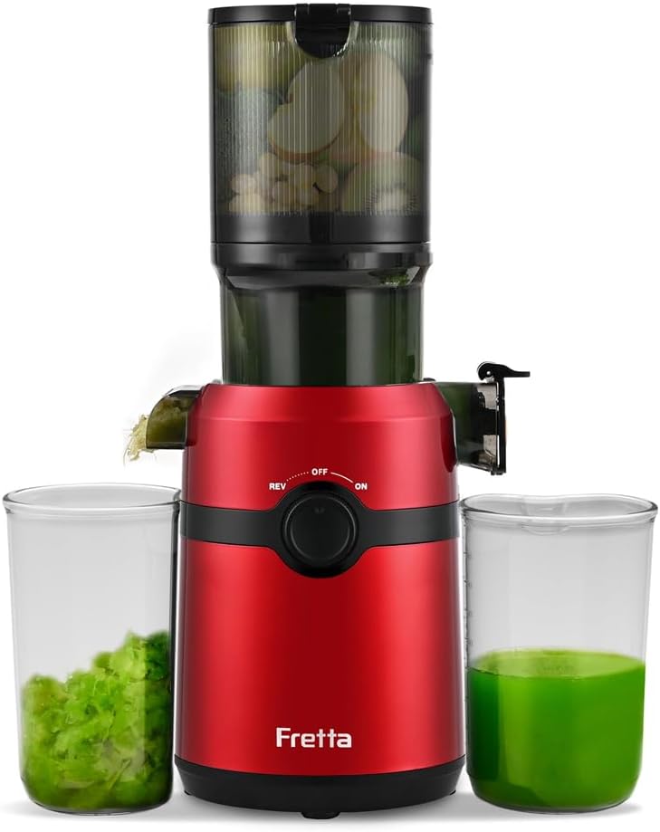 Fretta Entsafter Slow Juicer mit 108 mm Öffnung&1L Kapazität,Entsafter Gemüse und Obst,200W Saftpres