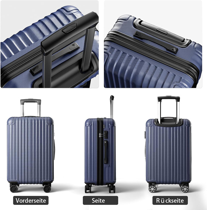 Koffer Trolley gross 76x51x30cm, Hartschalen Reisekoffer mit 4 Rollen & Zahlenschloss, leicht Handge