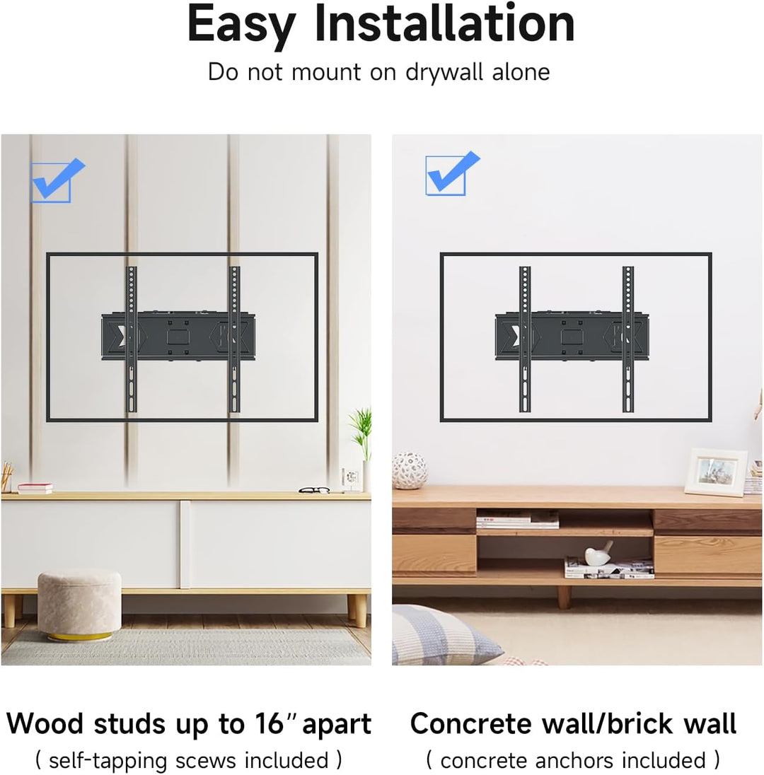 suptek TV Wandhalterung Full Motion schwenkbar neigbar für 32-60 Zoll Fernseher bis 45kg, Duale Gele