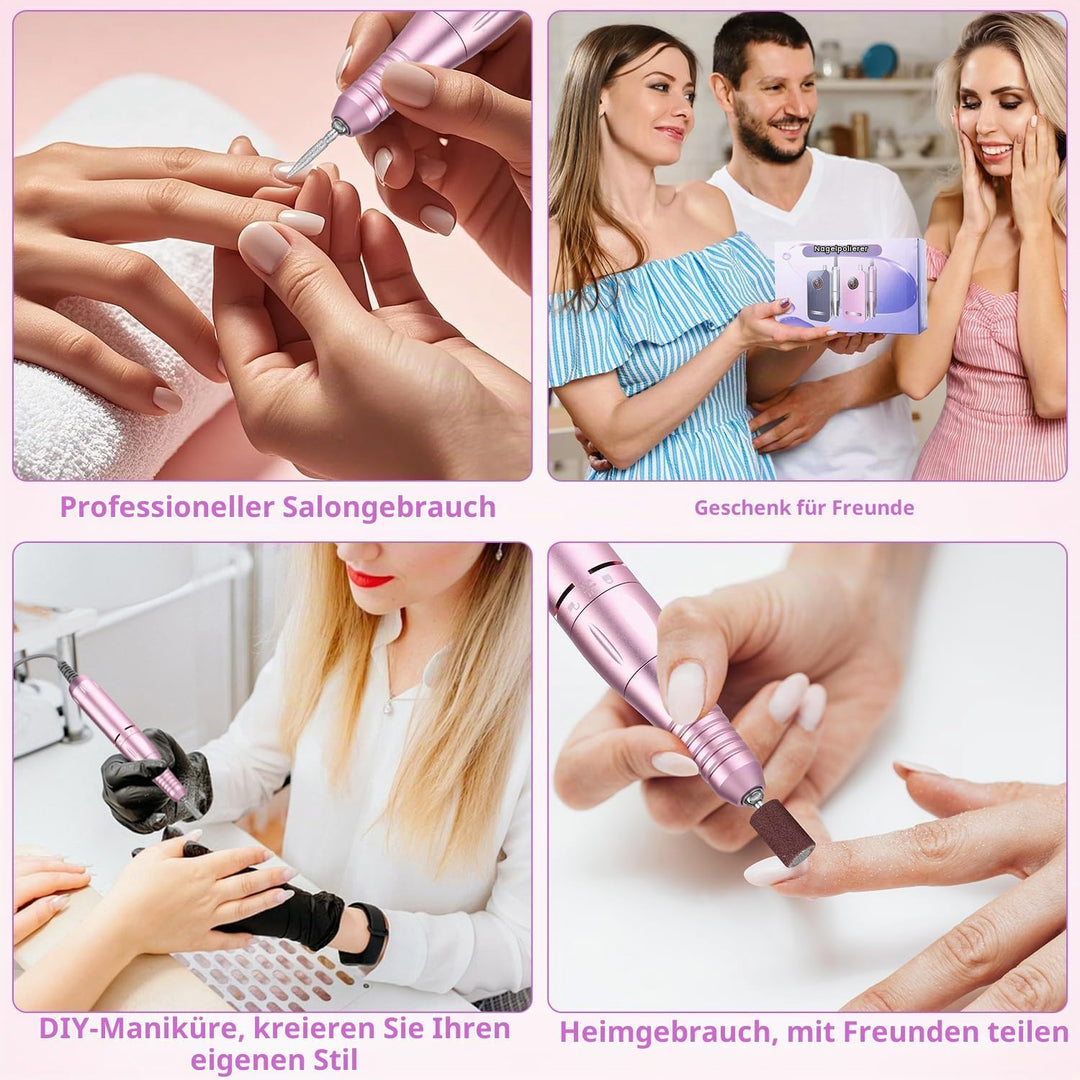 Tragbarer Elektrischer Nagelfräser, 45000 RPM Professionelle Nagelfeile Set, mit LED Display und Nag
