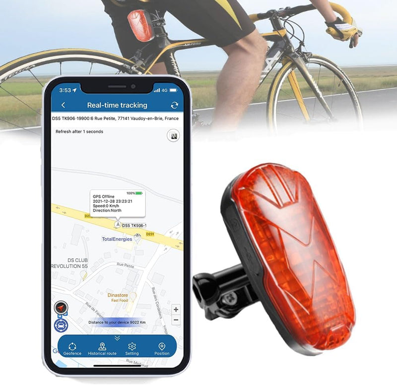 TKMARS Fahrrad GPS Tracking GPS Tracker Fahrrad Ohne ABO Tracker Fahrrad mit SOS, Echtzeit-Ortung, M