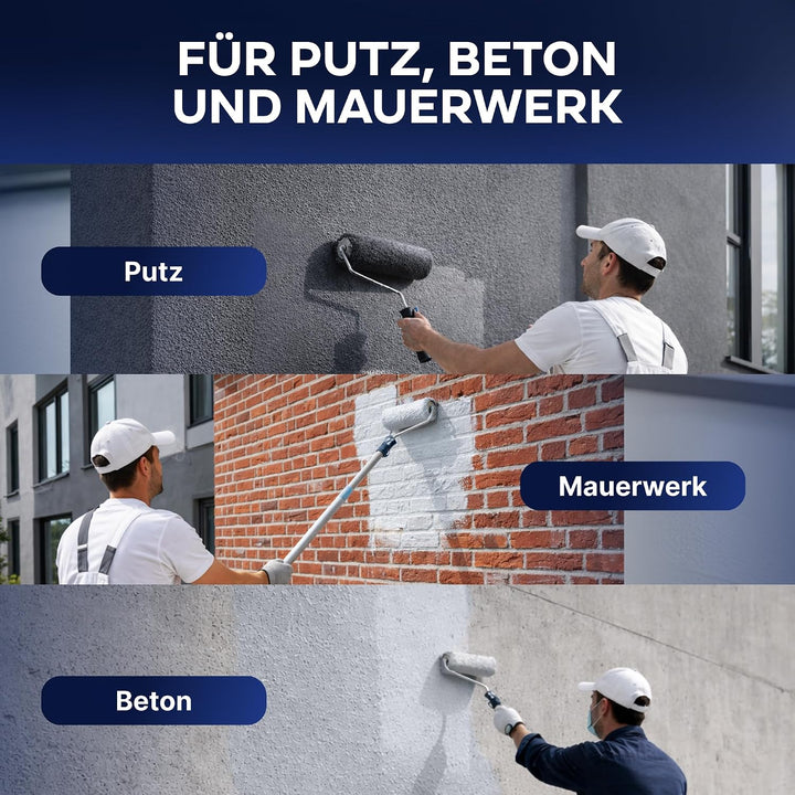 Plid® Fassadenfarbe Anthrazitgrau matt - hochwertige Farbe für Beton, Mauerwerk, Kellerwand, Fassade