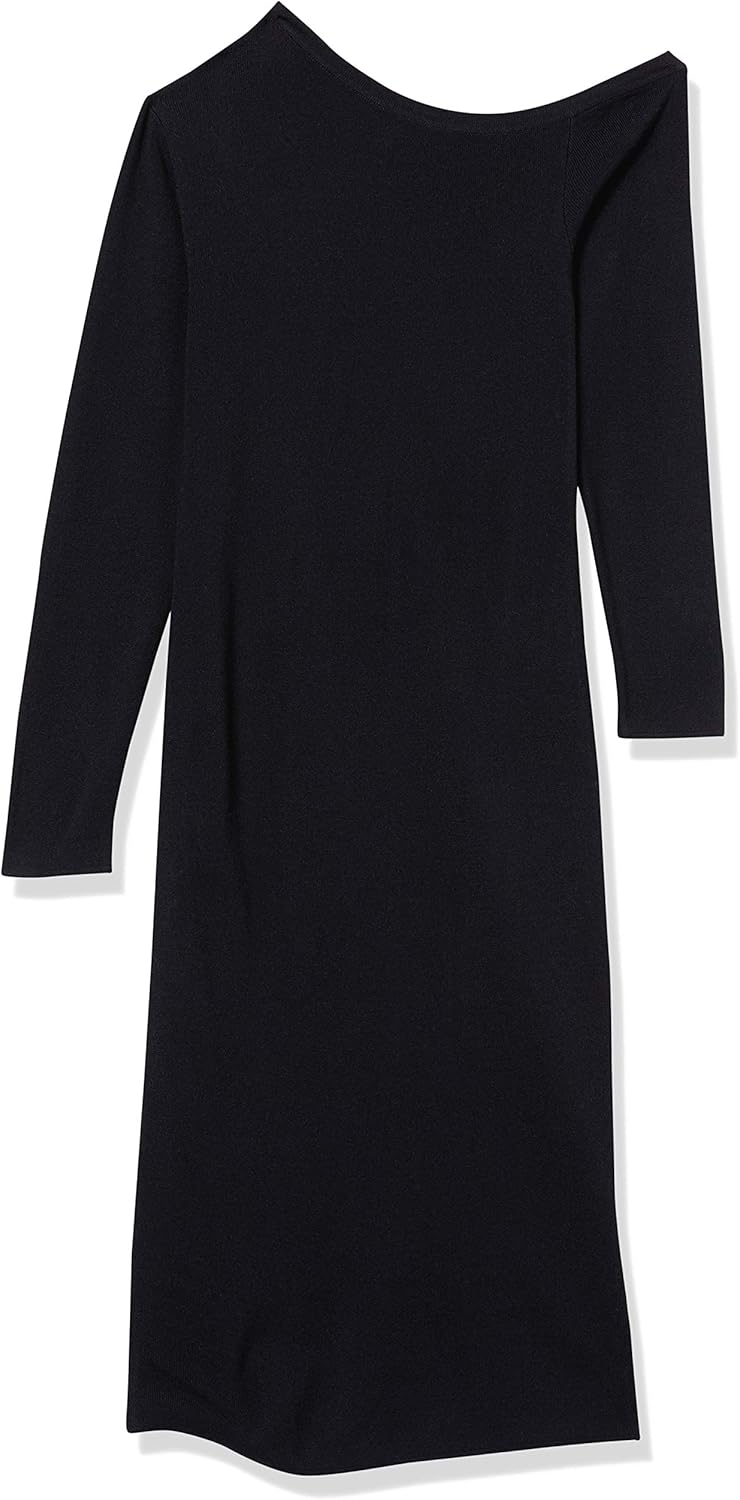 The Drop Damen Giselle Midi-Sweatkleid, Asymmetrischer Ausschnitt Dress S Schwarz, S Schwarz