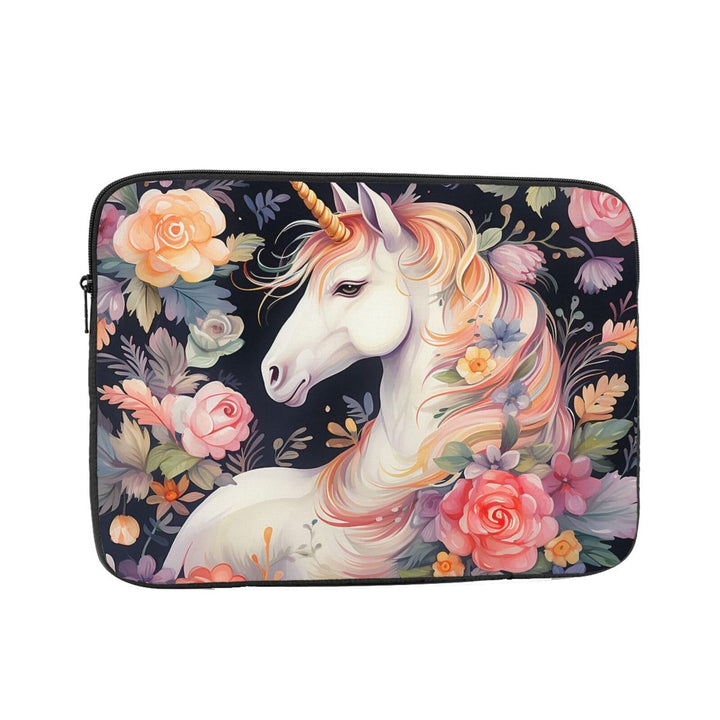 Laptoptasche mit Blume und Einhorn, Laptoptasche, Laptoptasche für Damen und Herren, stossfest, 15 Z
