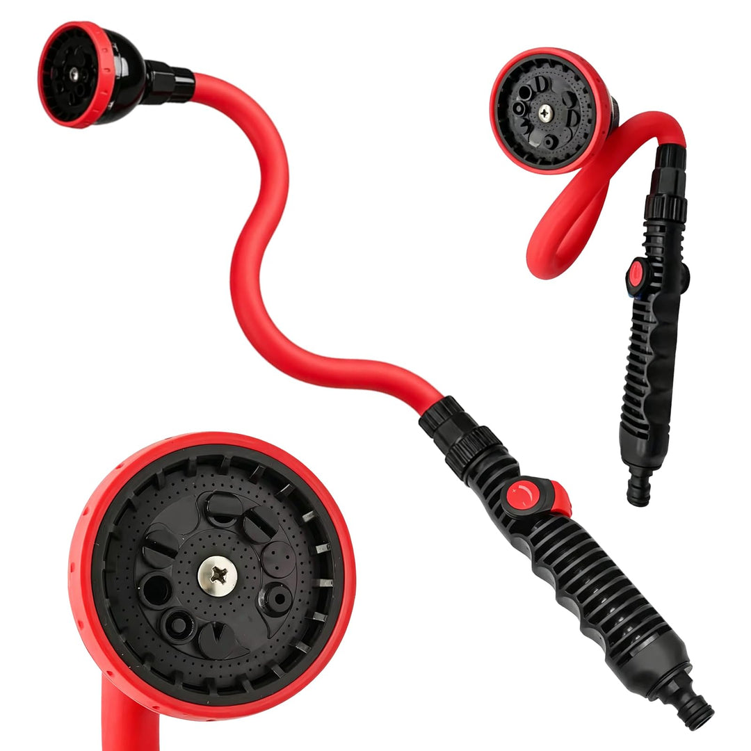 Flexibler Garten Giessstab 73cm, 10 Sprühfunktionen & 360° Schwenkkopf, Gartenbrause mit Durchflussk