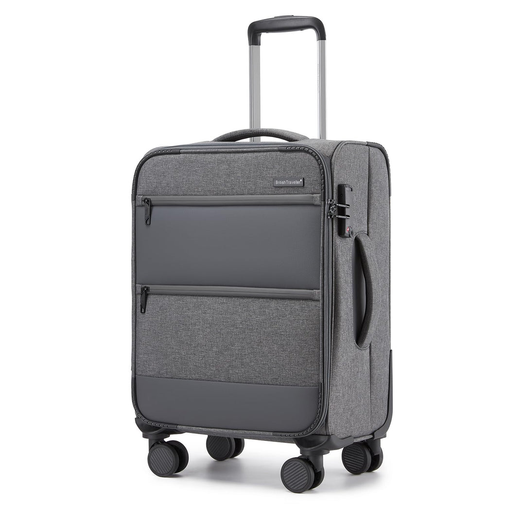 British Traveller Handgepäck Koffer Stoff, 41 Liter-Leichter Weichgepäckkoffer mit separatem Laptop-