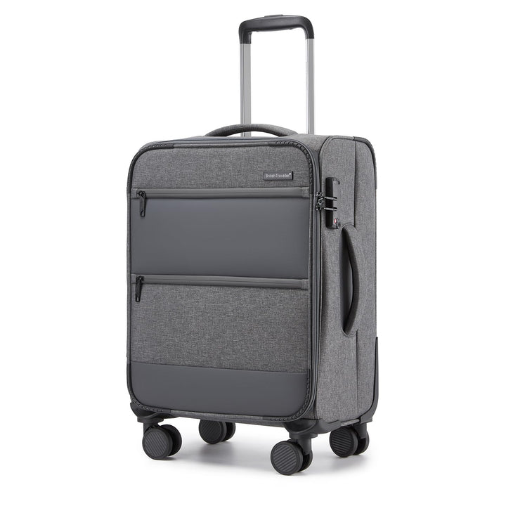 British Traveller Handgepäck Koffer Stoff, 41 Liter-Leichter Weichgepäckkoffer mit separatem Laptop-