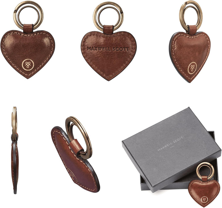 Maxwell Scott Herzförmiger Leder Schlüsselanhänger Mimi in Cognac Braun, Cognac Braun