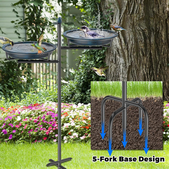 Vogeltränke Vogelbad Schale Stehend, 2-in-1 Vogelbad für Draussen Garten mit Doppelbecken für Wasser