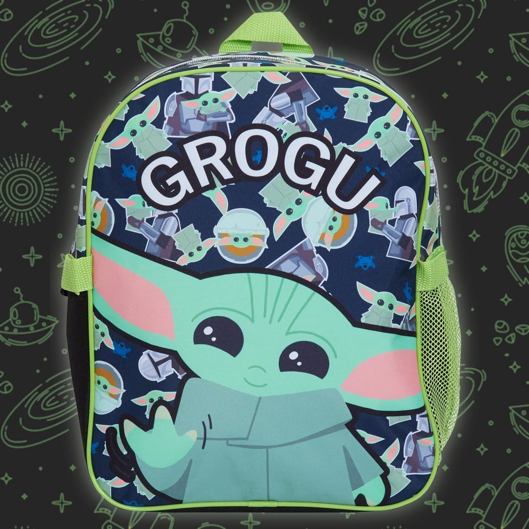 Rucksack mit Lunchtasche für Kinder, Motiv: Mandalorianer, Grogu Baby Yoda, passendes Schultaschen-S