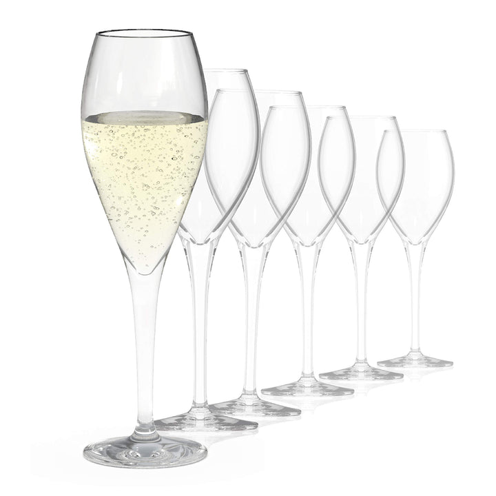 Sahm Champagner Gläser (6 STK) - Champagnerflöten a 220 ml - Ideal auch als Sektflöten & Sektgläser