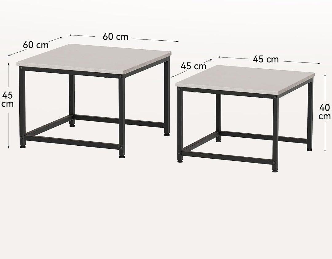Hawthyhome wohnzimmertisch aus Holz mit Metallrahmen, Quadratisch couchtisch 2er Set &amp; Moderner Beis