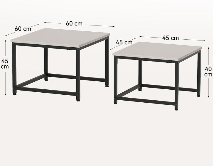 Hawthyhome wohnzimmertisch aus Holz mit Metallrahmen, Quadratisch couchtisch 2er Set &amp; Moderner Beis